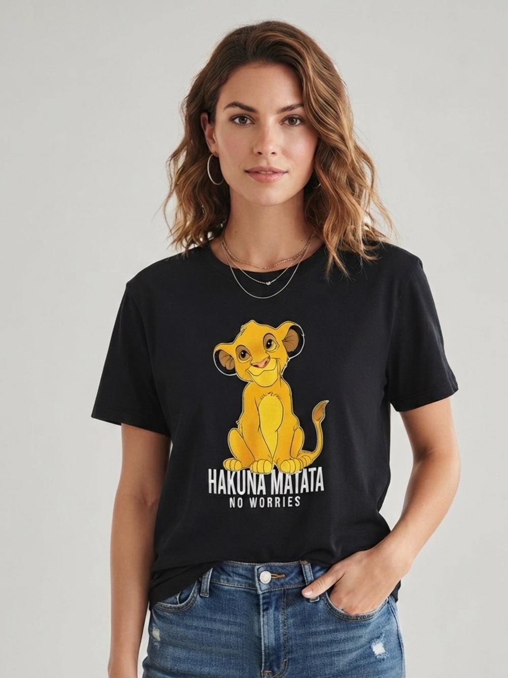 DISNEY The Lion King Hakuna Matata Simba Graphic Tee M 19” p2p Black